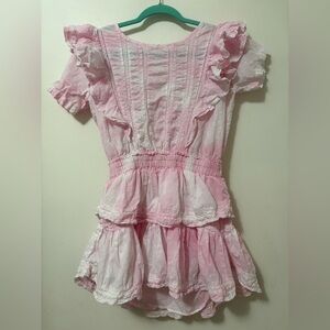 LoveShackFancy Pink and White Ruffle Dress